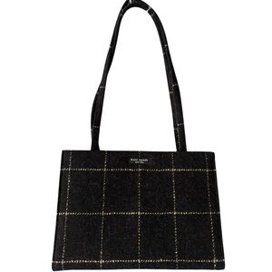 Authentic Kate Spade Handbag Black With Beige Stripe